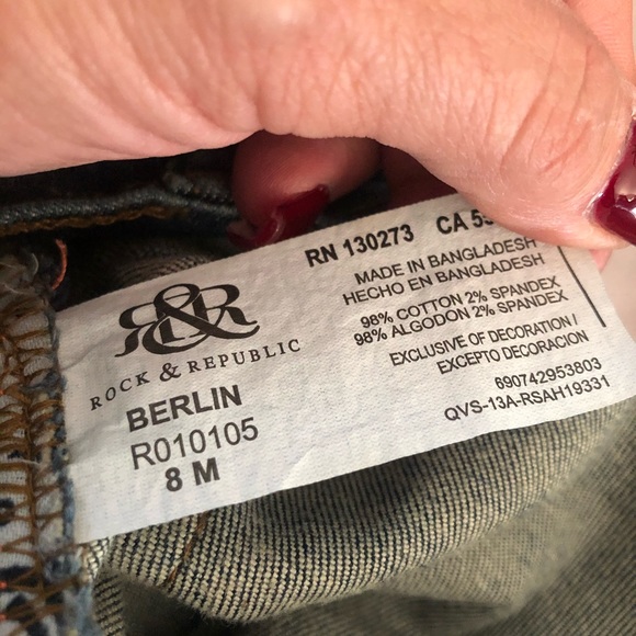 Rock & Republic Berlin Embellished Skinny Jeans Sz 8 - Picture 9 of 9